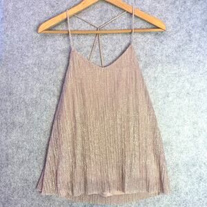 Express Pale Pink Shiny Cami, Women’s M, Metallic Spaghetti Strap, Y2K, Fairy